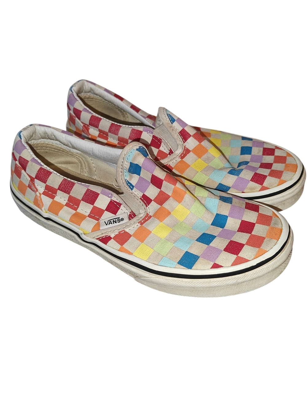 Vans Sneakers Slip-On Checkerboard Shoes Rainbow Size 3Y